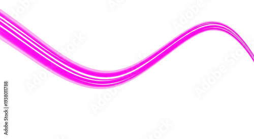 Pink neon wavy line isolated on transparent background