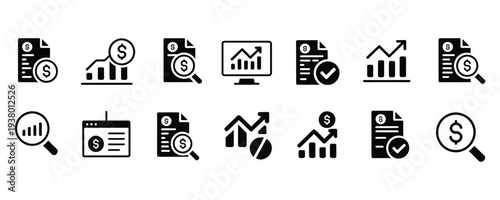 Business finance icons for professional presentations and reports