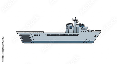 Military Ship Illustration Side View.