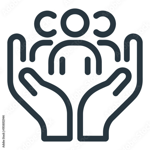 Hands Supporting Three People Symbolizing Community Care and Social Partnership