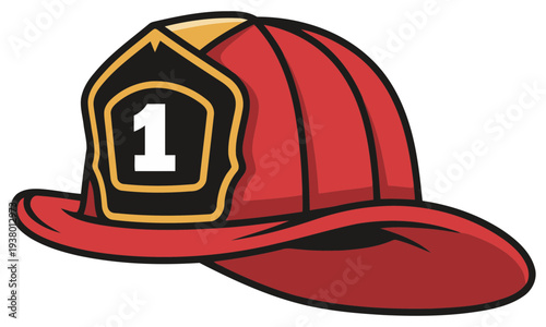 Firefighter helmet icon red fire safety hat isolated on white background