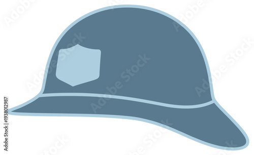 Firefighter helmet icon blue safety hat flat rescue symbol isolated on white
