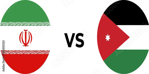 Iran versus Jordan flags illustration representing geopolitical rivalry and relations