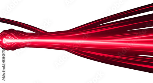 Red light streaks converging into a bright glow on transparent