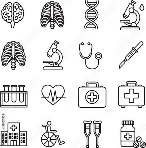 Medical icons set for healthcare and medicine concepts