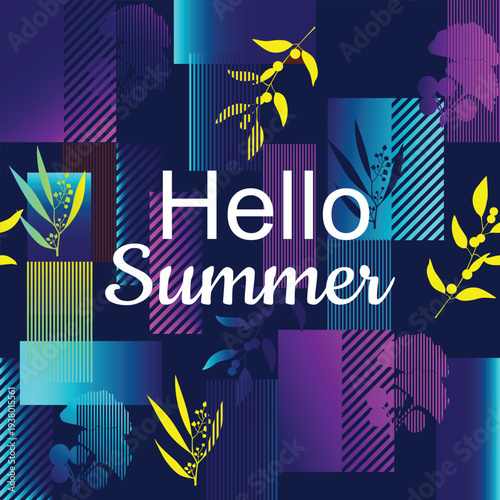 Hello Summer neon card design