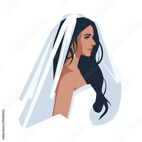 Elegant Bride Veil Vector Illustration