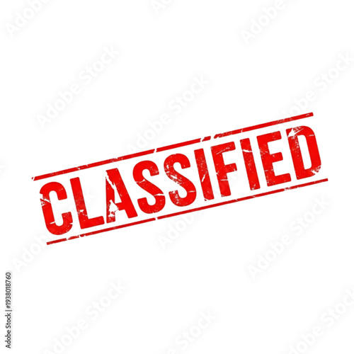 Red Classified Stamp on White Background