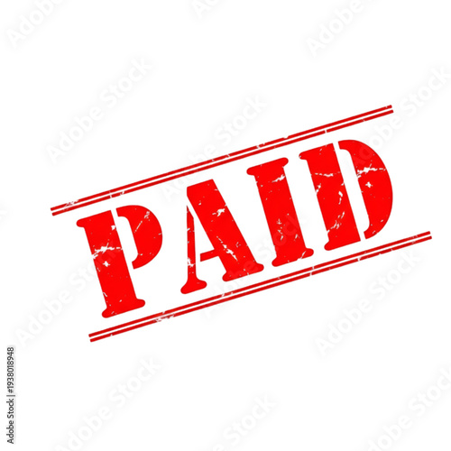 Red PAID Stamp on White Background
