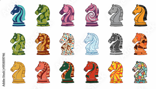 Colorful Chess Knights Collection