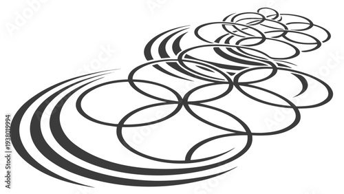 Dynamic overlapping circles in modern abstract art