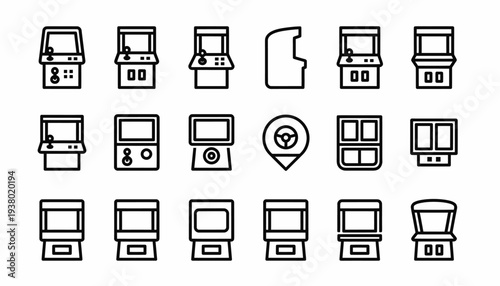 Retro Arcade Game Machine Icons Set