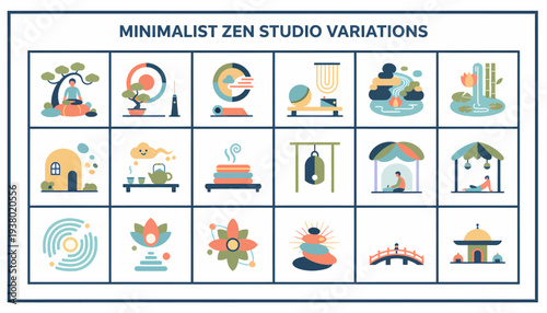 Minimalist Zen Studio Variations Icons Set