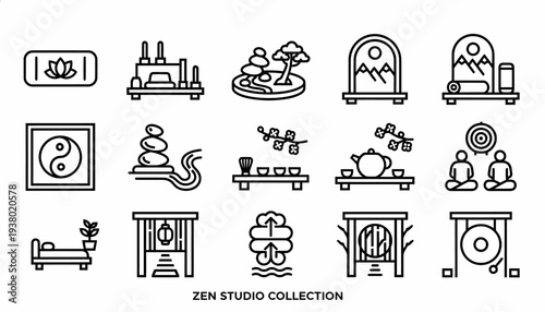Zen Studio Collection Icons: Meditation, Spa, Wellness, Harmony