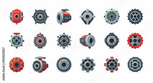Pixel Art Industrial Components Set