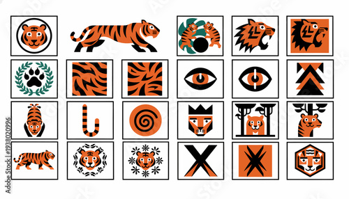 Tiger Icons Collection - Wild Animal Vector Graphics