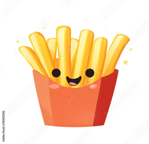 French Fries Icon Isolated on White Background for Fast Food