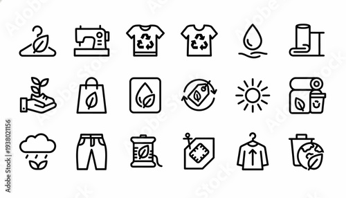 Eco-friendly fashion icons: sustainability, recycling, organic materials