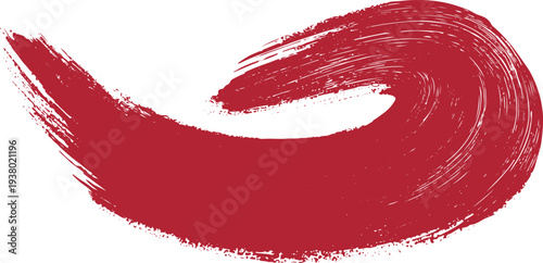 Red brush stroke swirl on white background paint