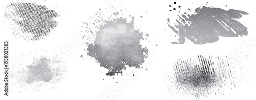 Six monochrome abstract ink splatters and textures