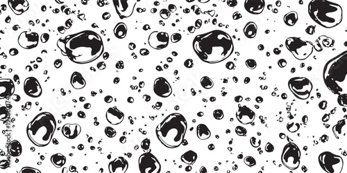 Black ink drops and splatters on white background liquid