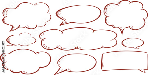Collection of hand drawn comic style speech bubbles