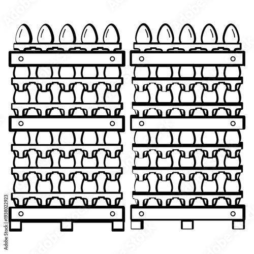 farm fresh egg storage concept, poultry market eggs stand vector icon design