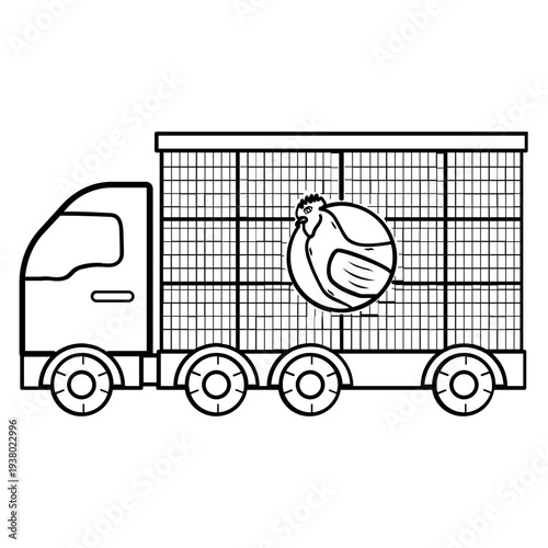 live poultry transport vehicle concept, chicken delivery truck vector icon design,