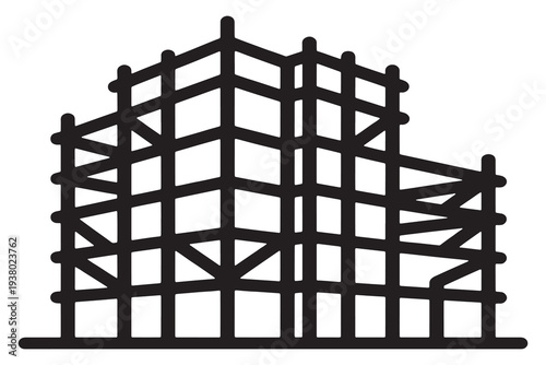 Modern building under construction with scaffolding