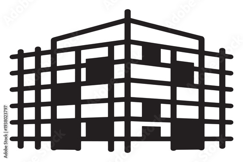 Modern building under construction with scaffolding