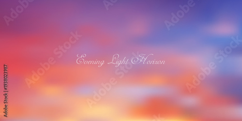 Evening sky gradient backdrop featuring delicate cloud formations in orange and yellow sunset hues with abstract light effects and soft pastel color transitions for banners.
