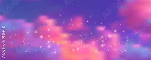 Dreamy gradient background blending purple evening hues with soft pastel clouds, perfect for spring designs and aesthetic backdrops with warm sunset tones.