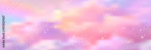 Soft purple and pink gradient with abstract stars. Warm sunset hues create minimalist aesthetic with gentle cloud texture and lavender tones for spring design.