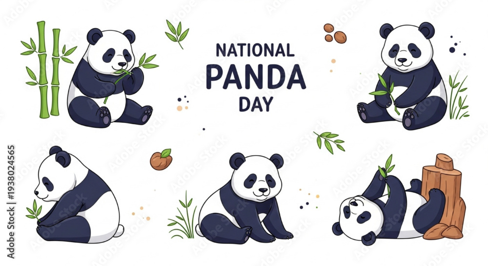 Fototapeta premium Playful Panda Vector Illustration for National Panda Day