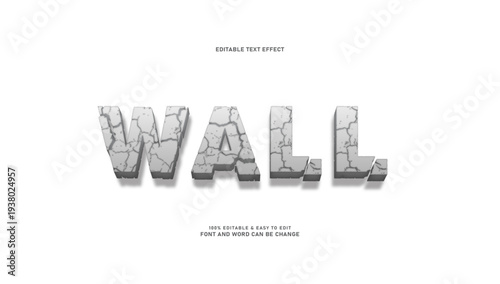 Cracked Concrete 3D Text Effect with Stone Wall Texture
