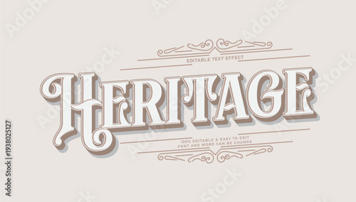 Vintage Heritage Editable Text Effect with Victorian Ornament Style