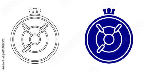 Secure Vault Dial Icon Representing Digital Banking Security Financial Protection and Cyber Safety in Navy Blue Line Art and Circular Solid Style Vector Graphics