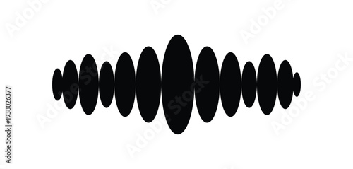 Abstract Black Audio Waveform Vector Illustration, Minimalist Sound Frequency Equalizer Graphic for Music Technology and Podcast Voice Recording UI Design