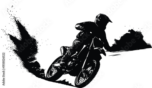 Motocross Dirt Bike Rider Silhouette Collection for Extreme Sports Design