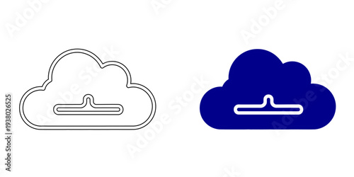 Cloud Computing Storage Slot Icon Representing Digital Data Archive Web Hosting Infrastructure and Network Server Integration in Navy Blue Line Art and Solid Style Vector Graphics