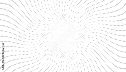 Abstract Gray Halftone Dotted Spiral Background, Minimalist Vortex Swirl Gradient Pattern Vector for Modern Web Header and Creative Graphic Design Texture