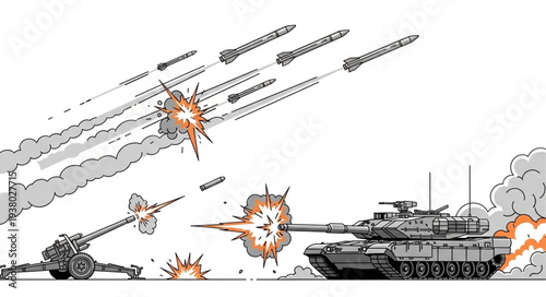 Military Tanks and Aircraft in Combat.