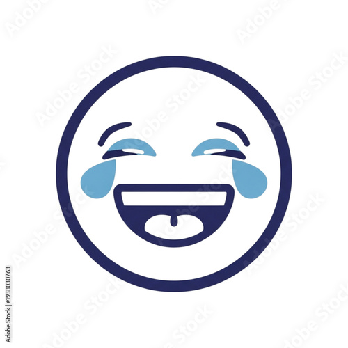 A cartoon emoji face laughing with tears of joy, expressing extreme happiness.