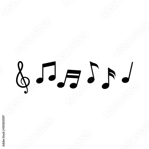 Simple Musical Notes Icon Symbol. Vector Illustration