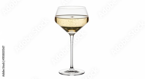 A glass of white wine on a table with a pure and simple background