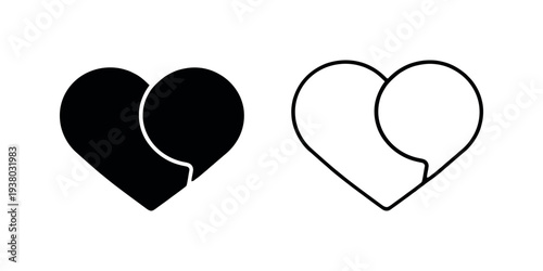 Interlocking heart silhouette in black and white