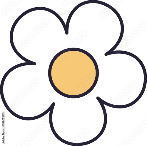 Flower Doodle Emblem Retro