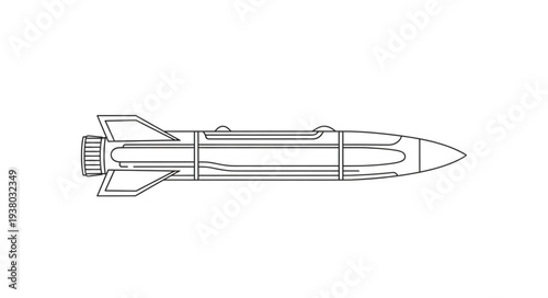 Missile Illustration Simple Line Art.