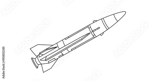 Missile Illustration Simple Line Art.