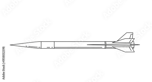 Missile Illustration Simple Line Drawing.